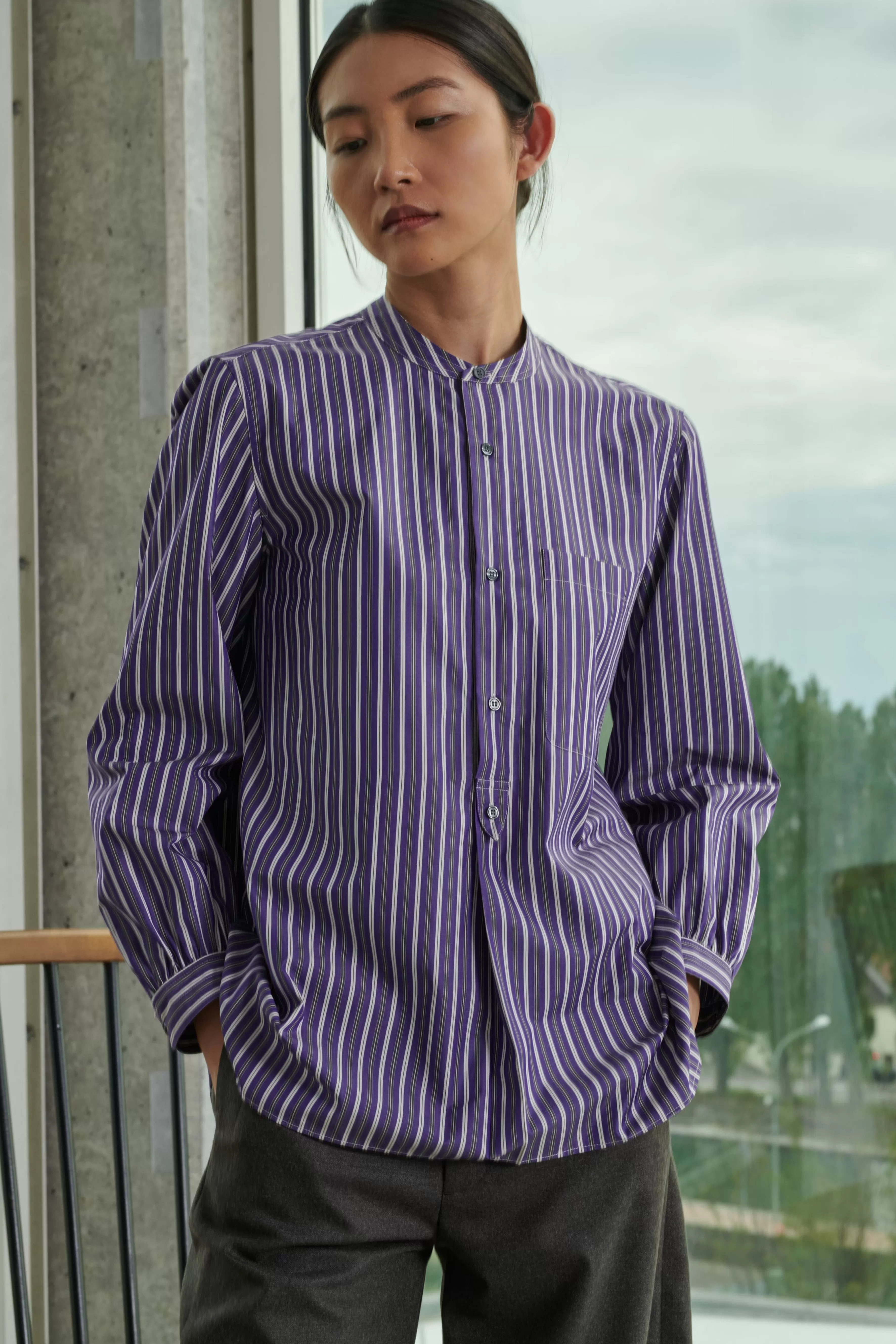 New Soeur CHEMISE FRANCHISE Violet/Ecru